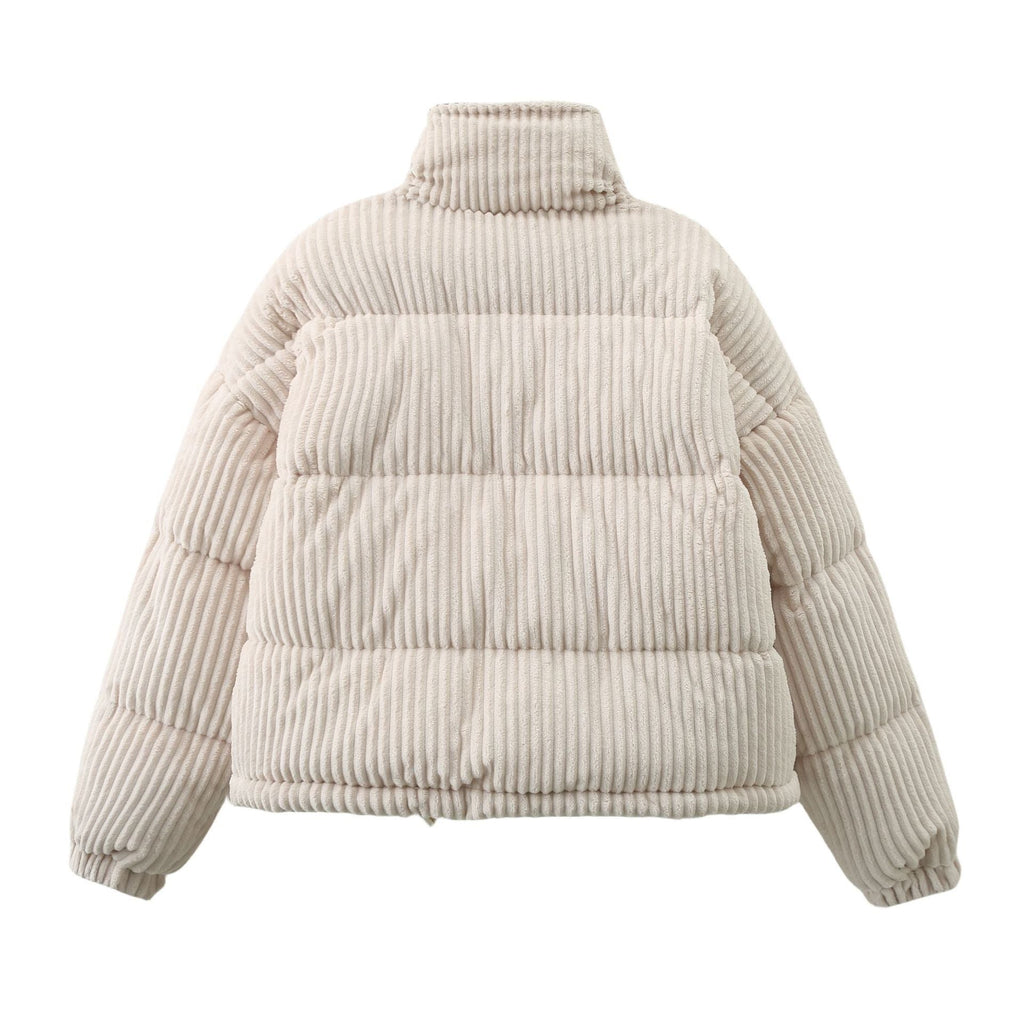 Chaqueta acolchada pana mujer cuello alto corte amplio cálida volumen invierno - Marit
