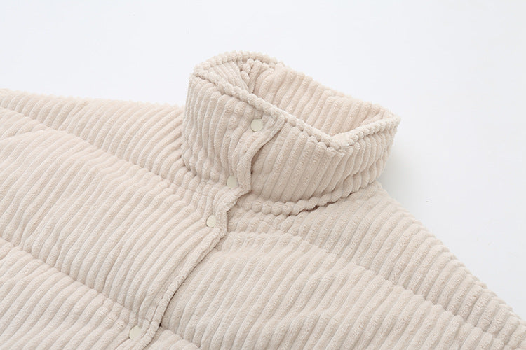 Chaqueta acolchada pana mujer cuello alto corte amplio cálida volumen invierno - Marit