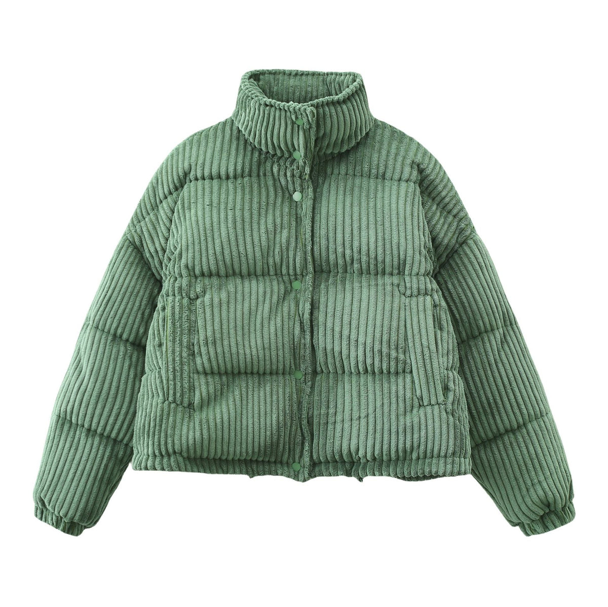 Chaqueta acolchada pana mujer cuello alto corte amplio cálida volumen invierno - Marit