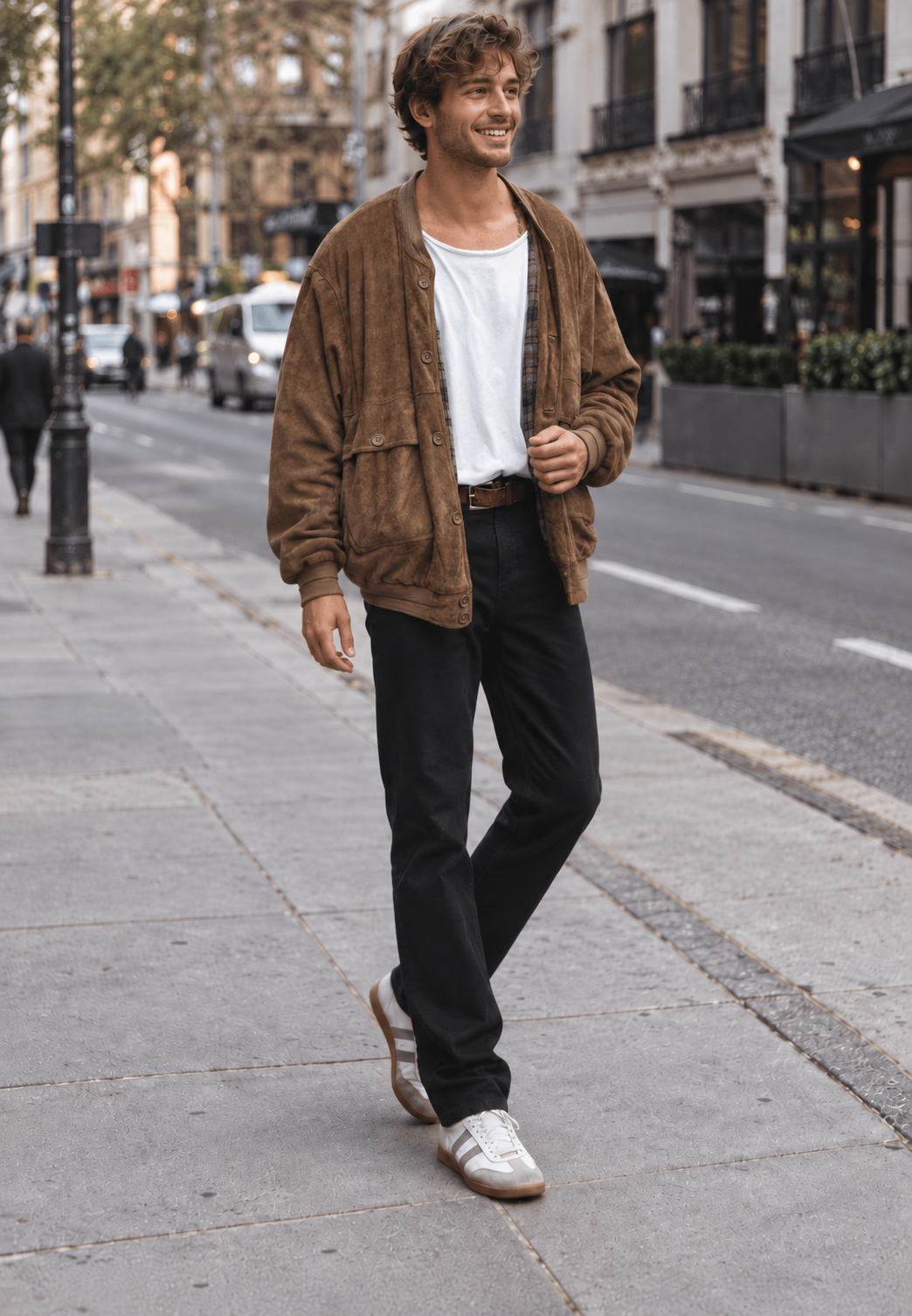 Chaqueta hombre efecto ante corte amplio bolsillos solapa botones casual otoño - Mikkel