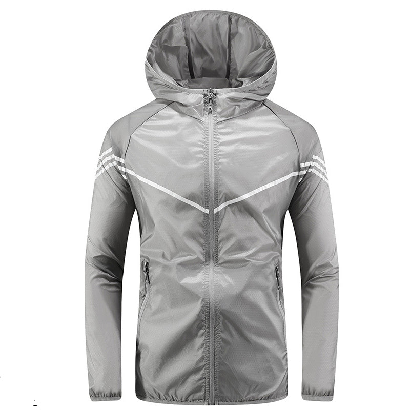 Chaqueta impermeable hombre capucha cremallera bandas contraste deportiva lluvia - Thiago