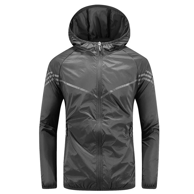 Chaqueta impermeable hombre capucha cremallera bandas contraste deportiva lluvia - Thiago