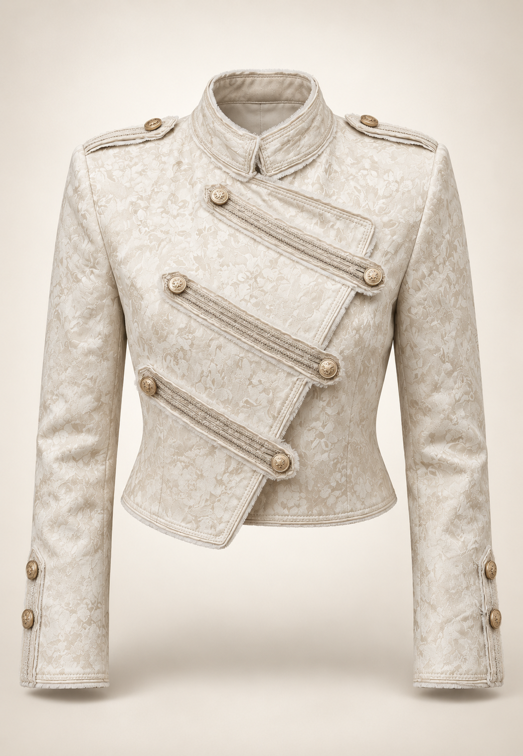Chaqueta mujer cuello mao botones decorativos bandas delanteras motivos florales - Aveline