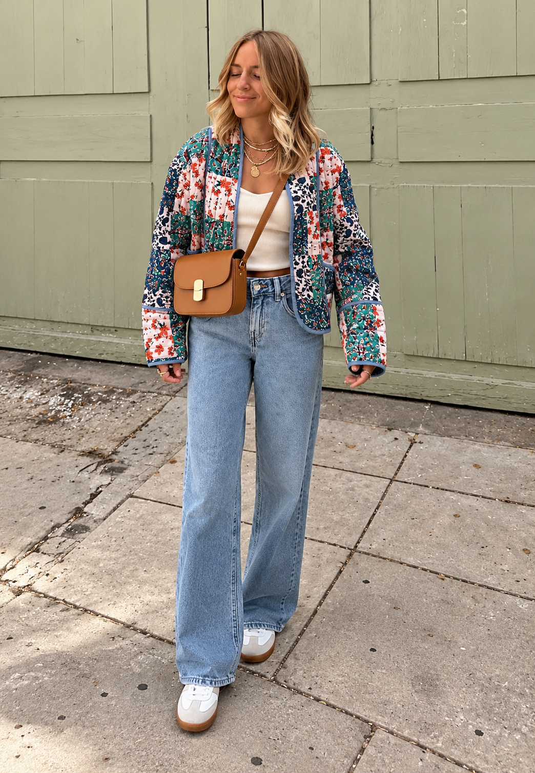 Chaqueta acolchada mujer estampado floral combinado corte amplio motivos - Vetilia