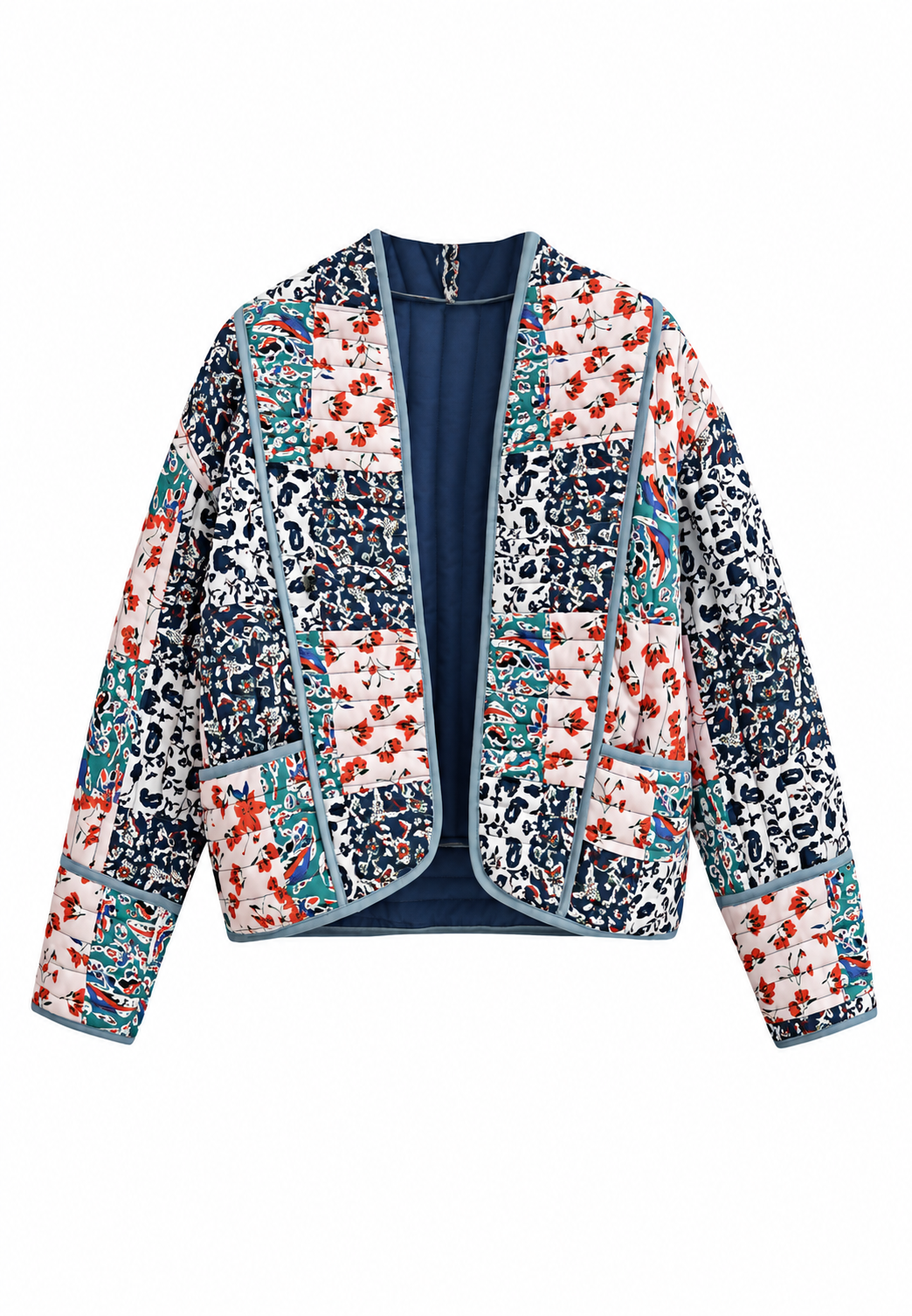 Chaqueta acolchada mujer estampado floral combinado corte amplio motivos - Vetilia