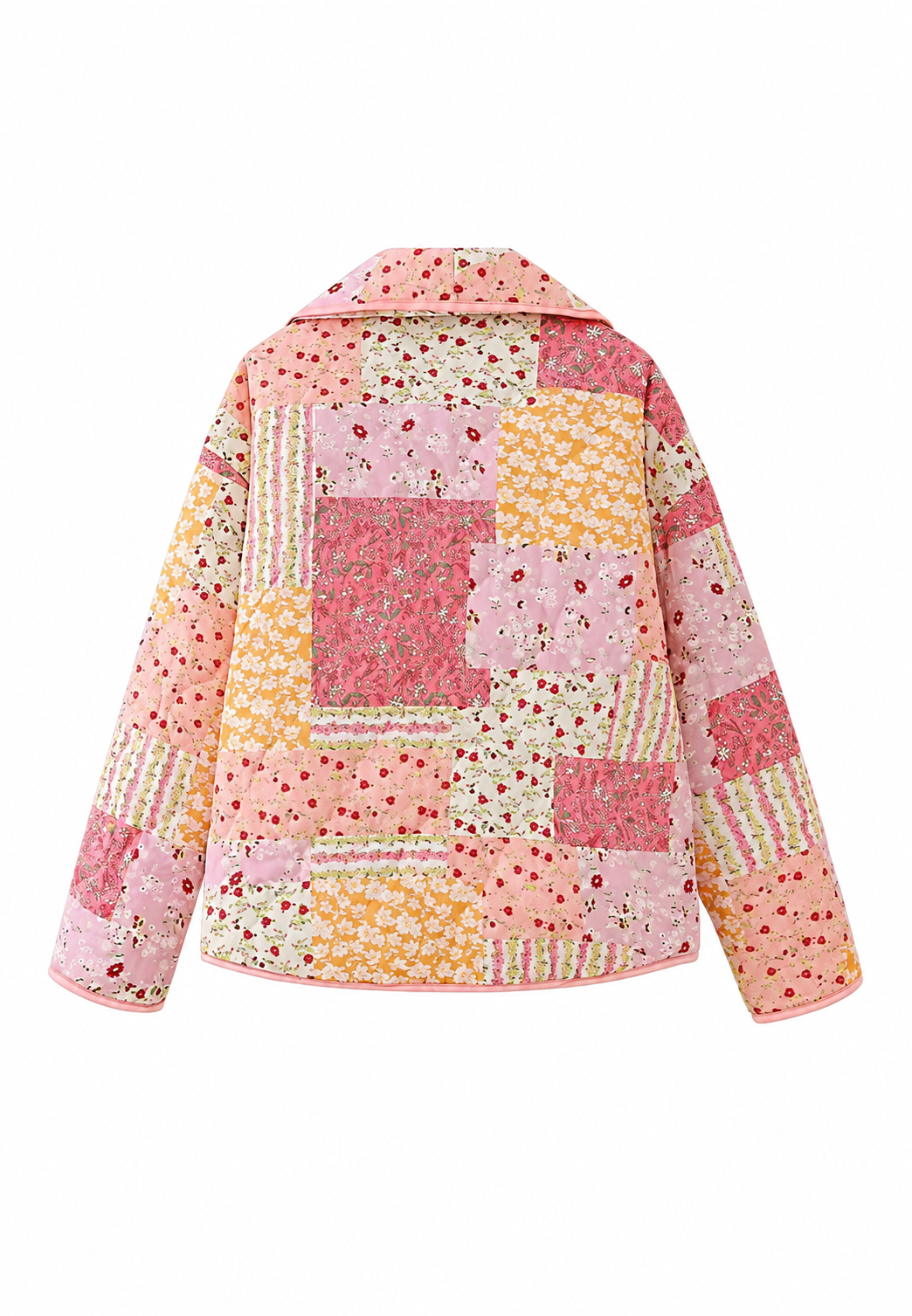Chaqueta acolchada mujer flores pequeñas cuello solapa cuadros irregulares boho - Zinnia