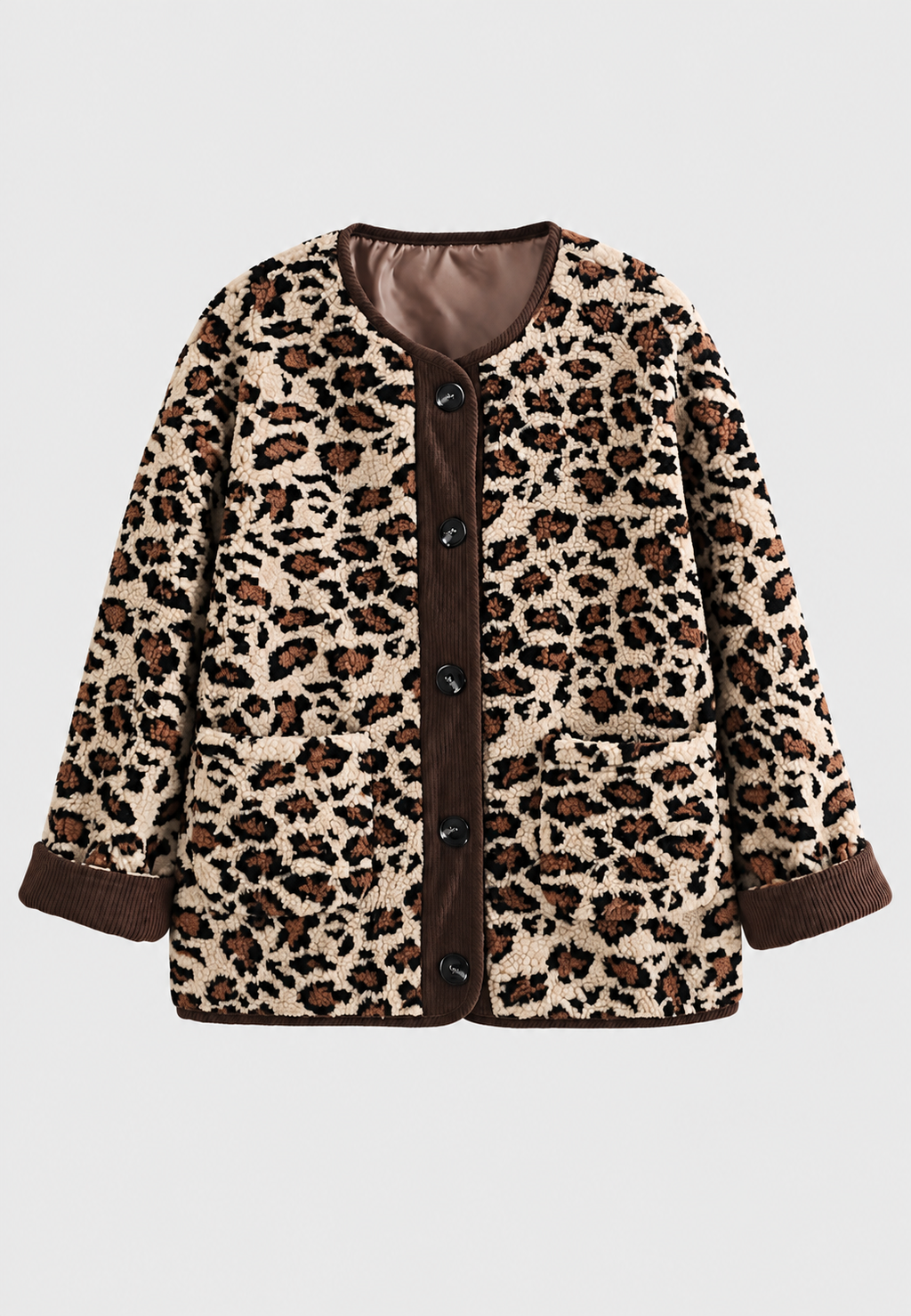 Chaqueta mujer animal print leopardo ribetes contraste largo cadera otoño - Bulera