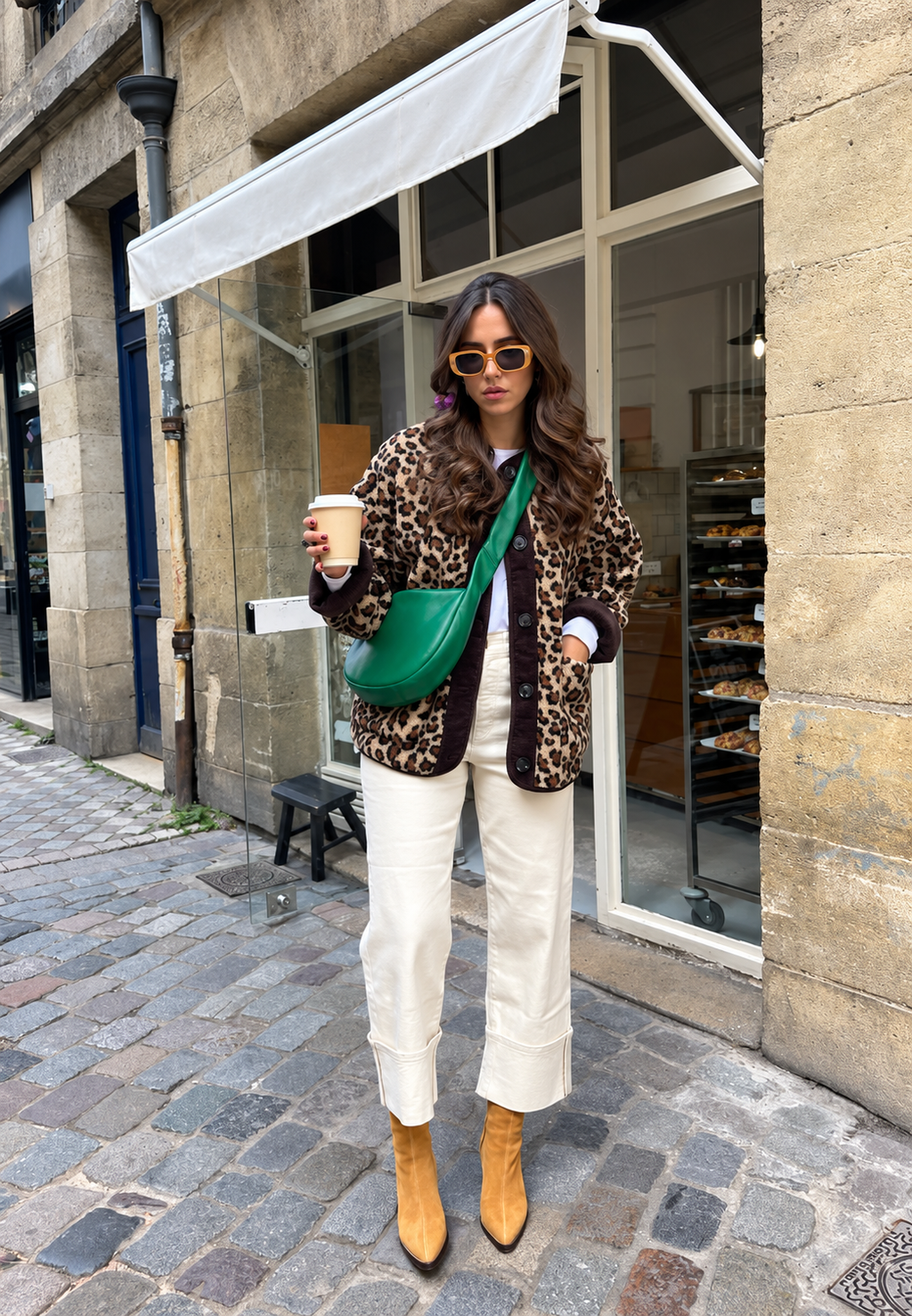 Chaqueta mujer animal print leopardo ribetes contraste largo cadera otoño - Bulera