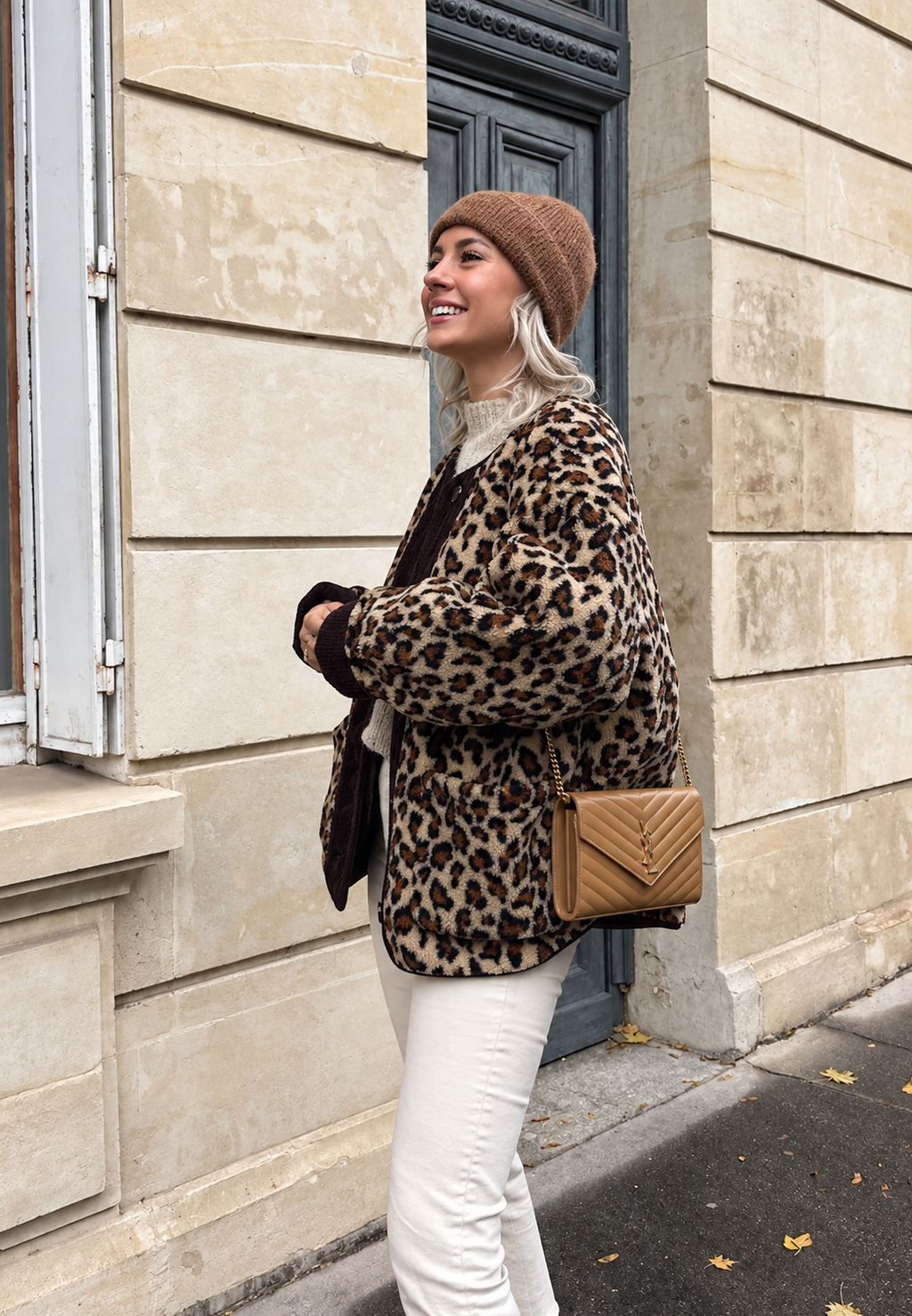 Chaqueta mujer animal print leopardo ribetes contraste largo cadera otoño - Bulera