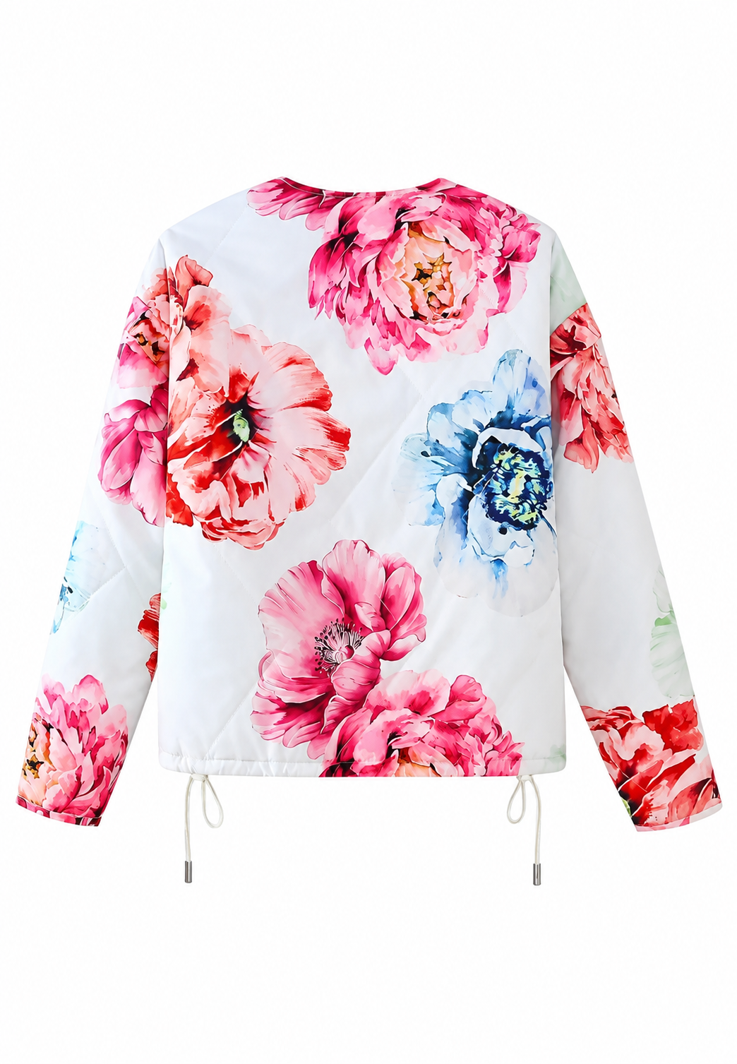 Chaqueta mujer estampado floral flores grandes bajo ajustable corta alegre - Fiorenza