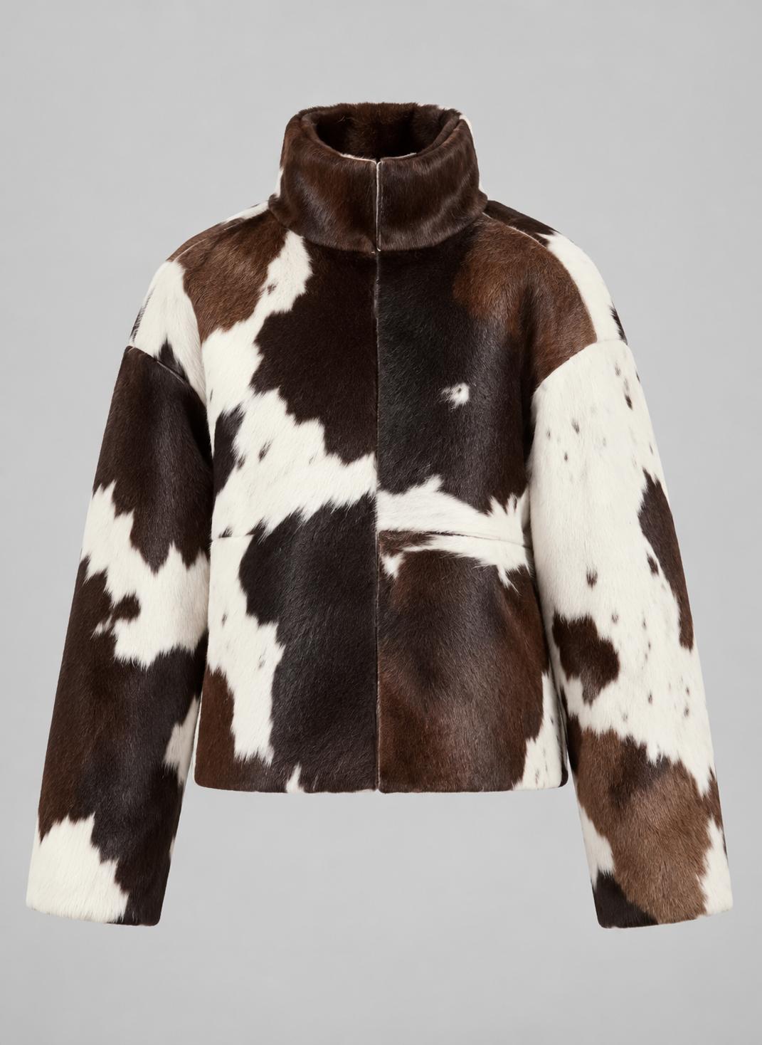 Chaqueta mujer pelo sintético estampado vaca cuello alto animal print - Gesine
