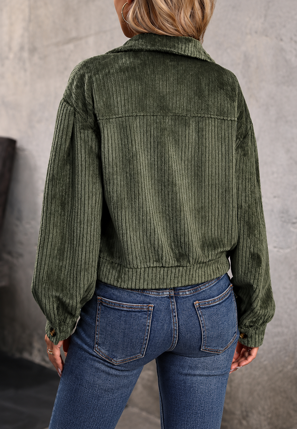 Chaqueta pana mujer corta cuello camisero bolsillos solapa casual otoño - Clémence
