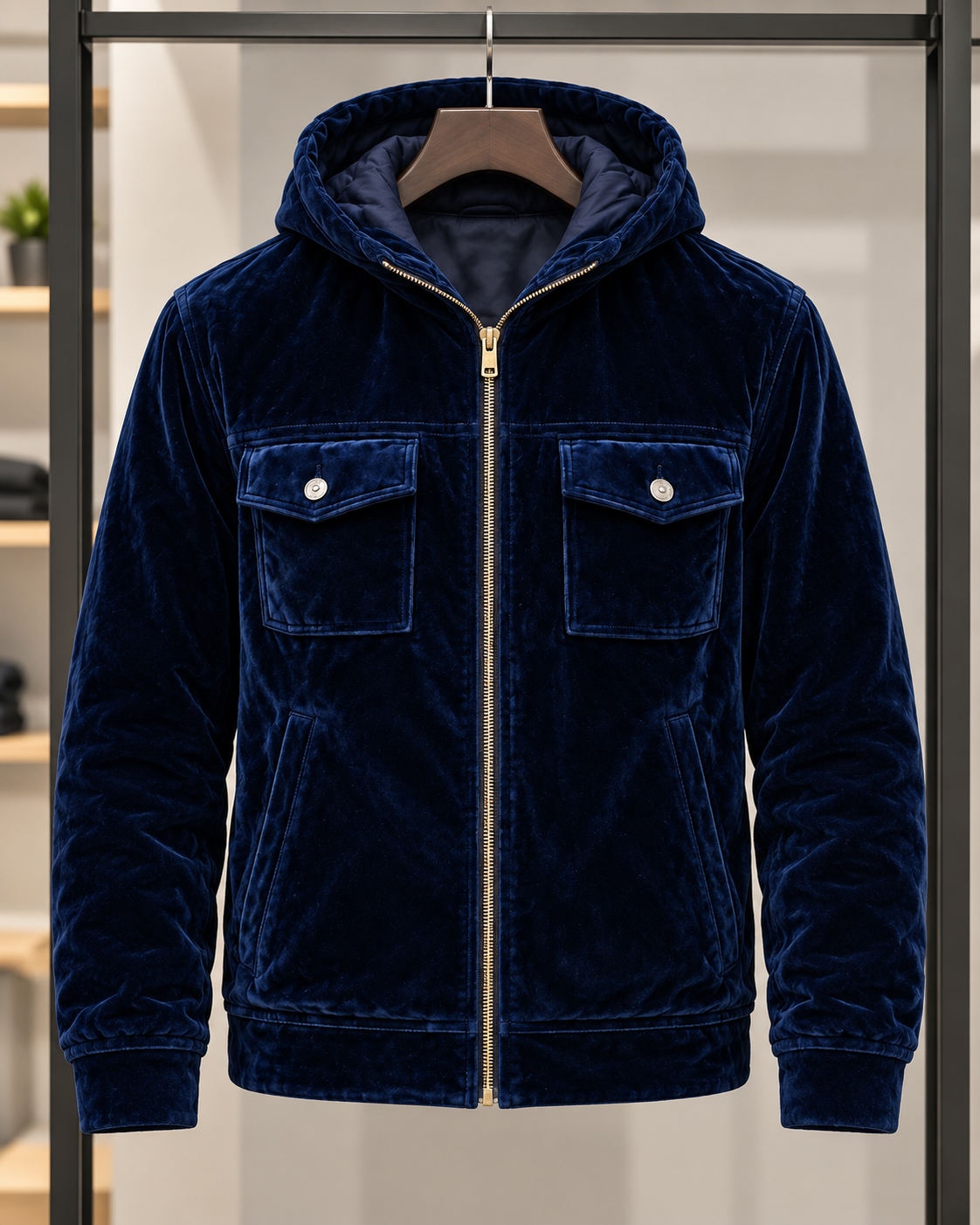 Chaqueta terciopelo hombre capucha cremallera casual textura rica otoño - Loïc