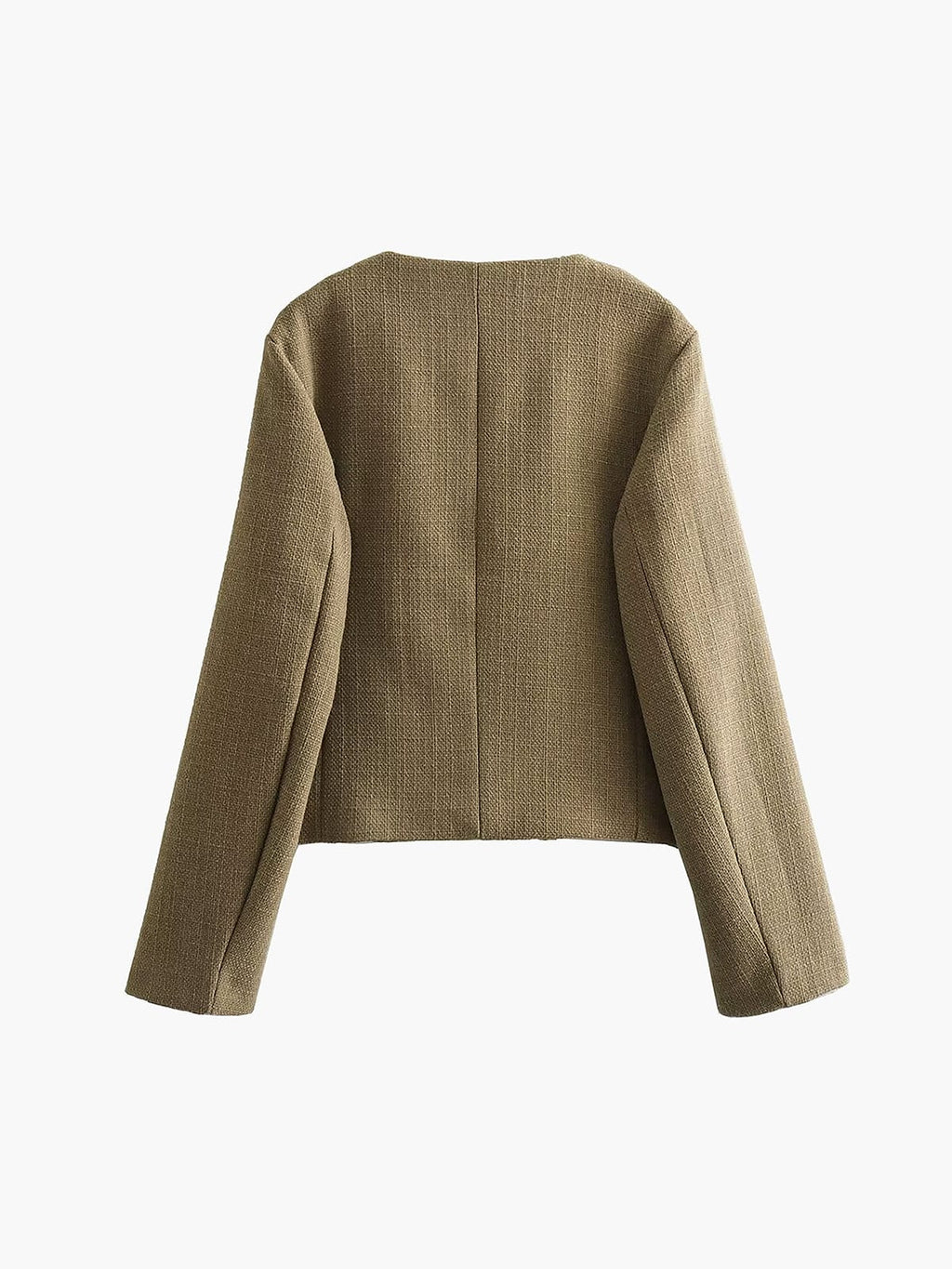 Chaqueta tweed mujer corta cuello redondo botones dorados bolsillos solapa - Miriam