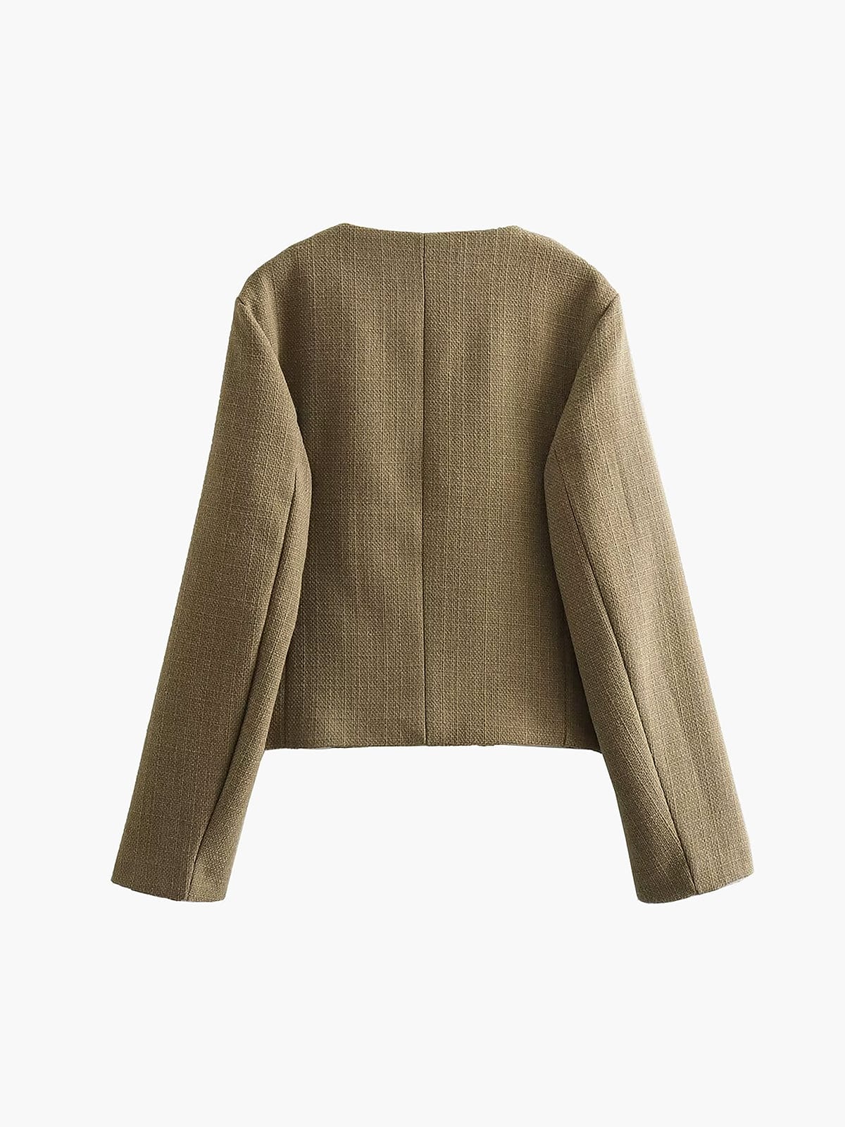 Chaqueta tweed mujer corta cuello redondo botones dorados bolsillos solapa - Miriam
