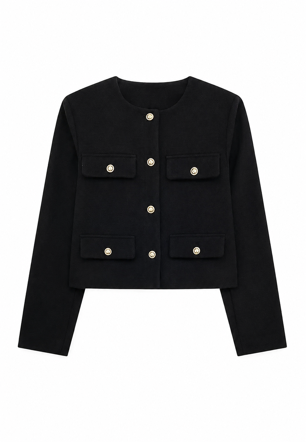 Chaqueta tweed mujer corta cuello redondo botones bolsillos solapa clásica - Susie