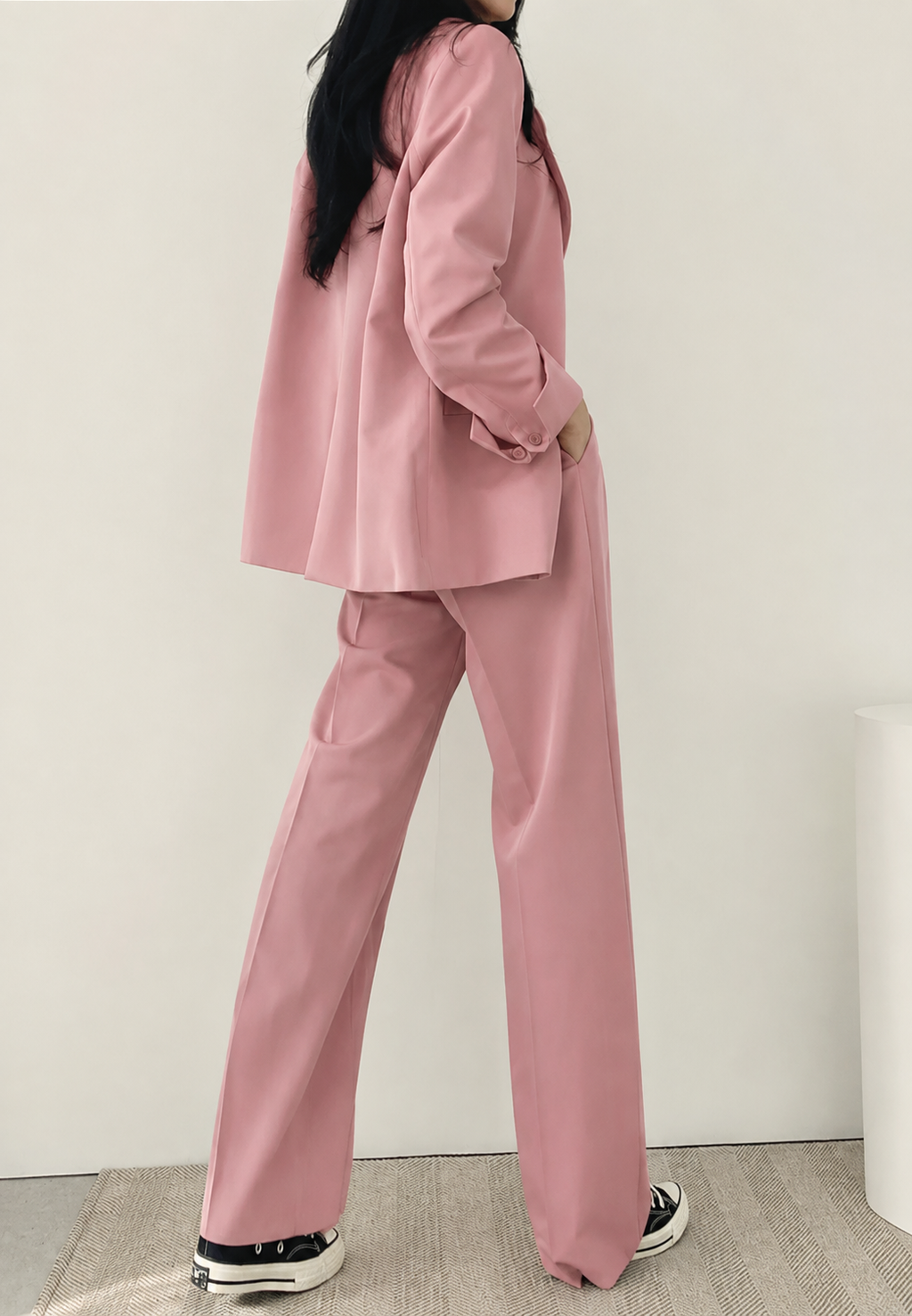 Conjunto dos piezas mujer blazer pantalón recto pinzas tiro alto solapas - Athena
