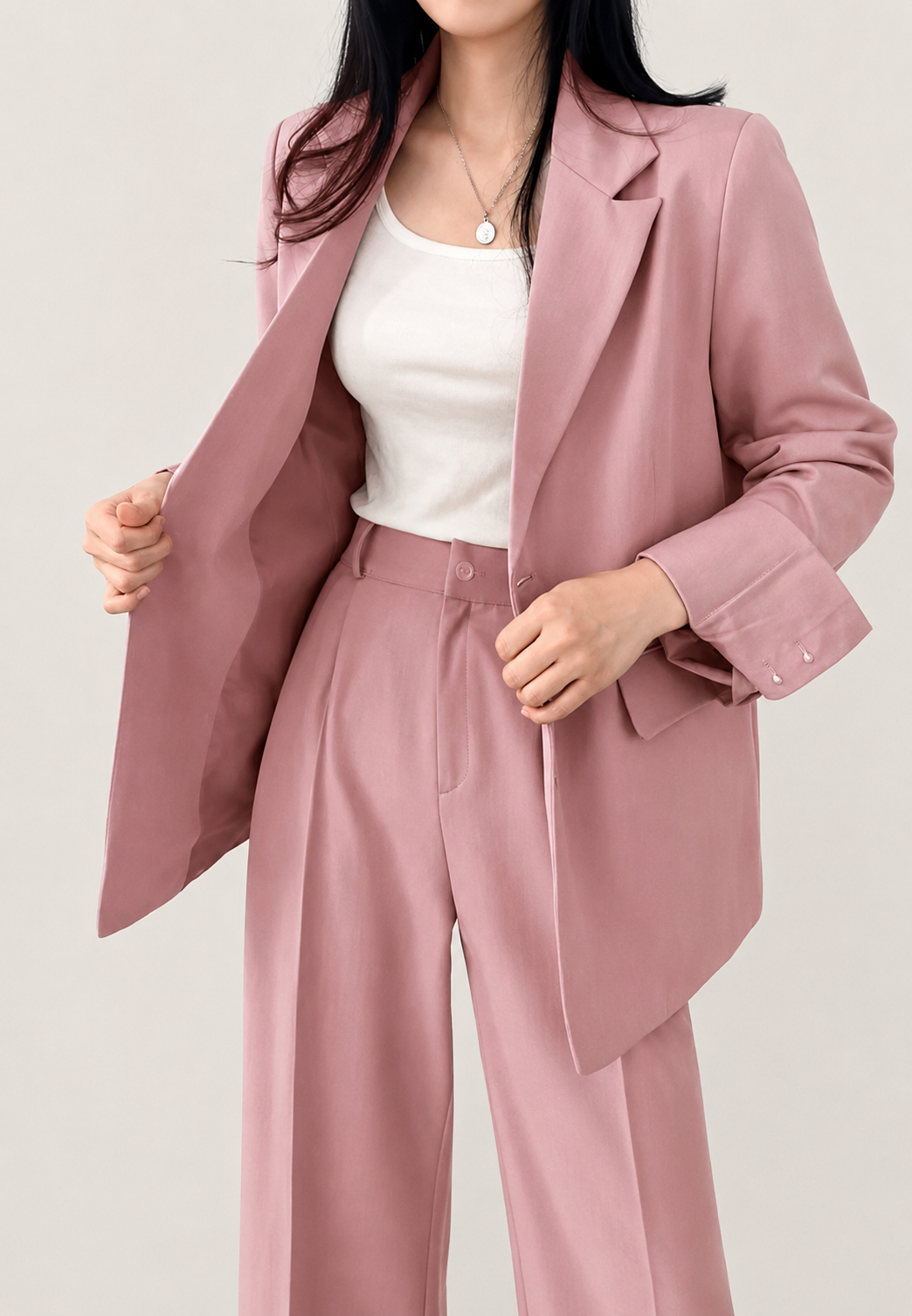 Conjunto dos piezas mujer blazer pantalón recto pinzas tiro alto solapas - Athena