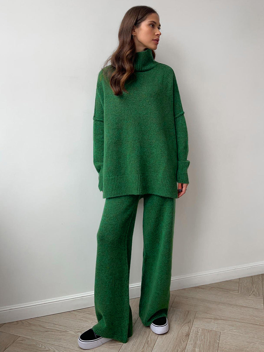 Conjunto punto mujer jersey cuello alto pantalón ancho holgado relajado - Elske