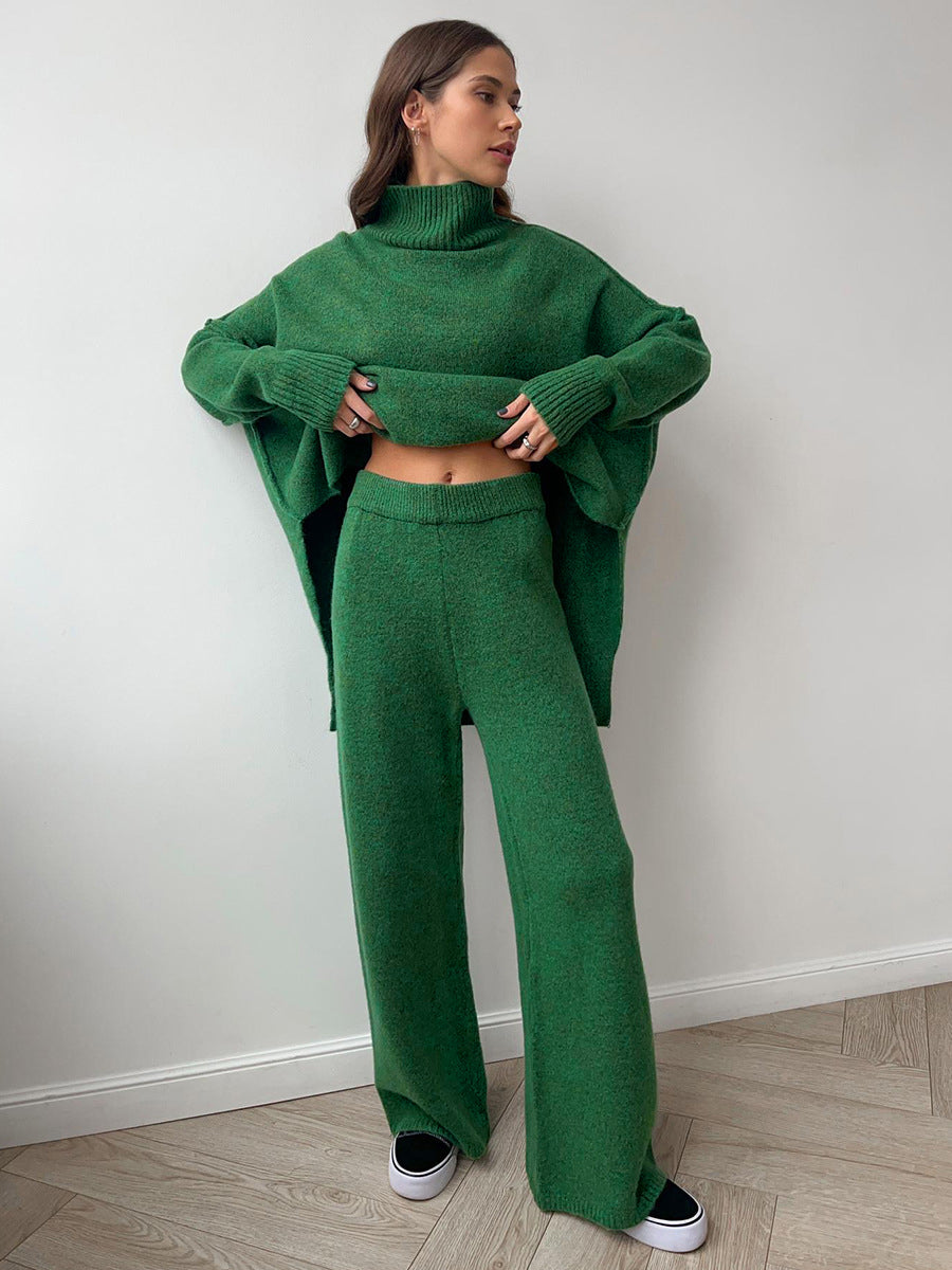 Conjunto punto mujer jersey cuello alto pantalón ancho holgado relajado - Elske