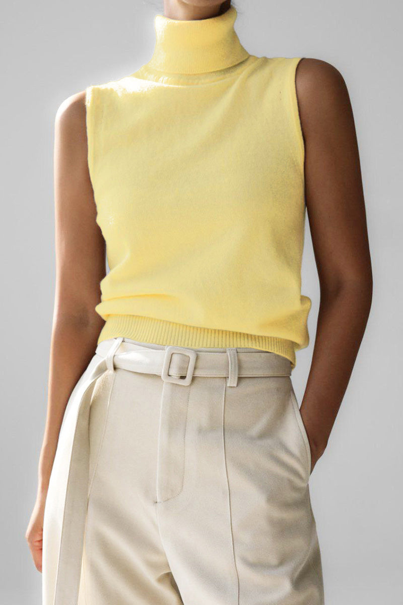 Conjunto punto mujer top cuello alto sin mangas cárdigan corto dos piezas - Celia