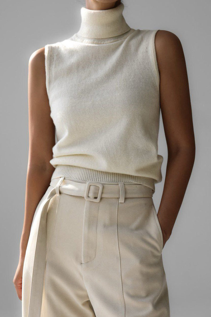 Conjunto punto mujer top cuello alto sin mangas cárdigan corto dos piezas - Celia