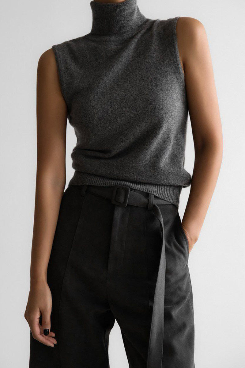 Conjunto punto mujer top cuello alto sin mangas cárdigan corto dos piezas - Celia