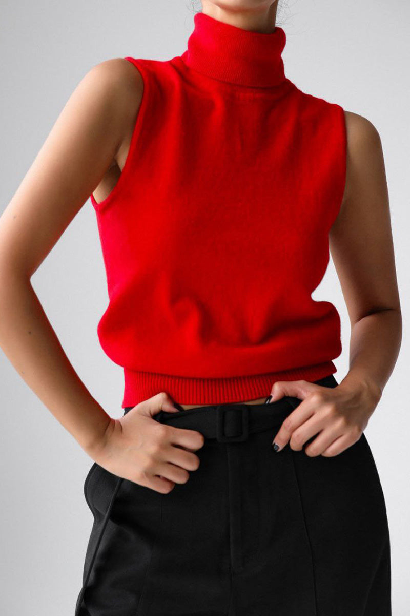 Conjunto punto mujer top cuello alto sin mangas cárdigan corto dos piezas - Celia