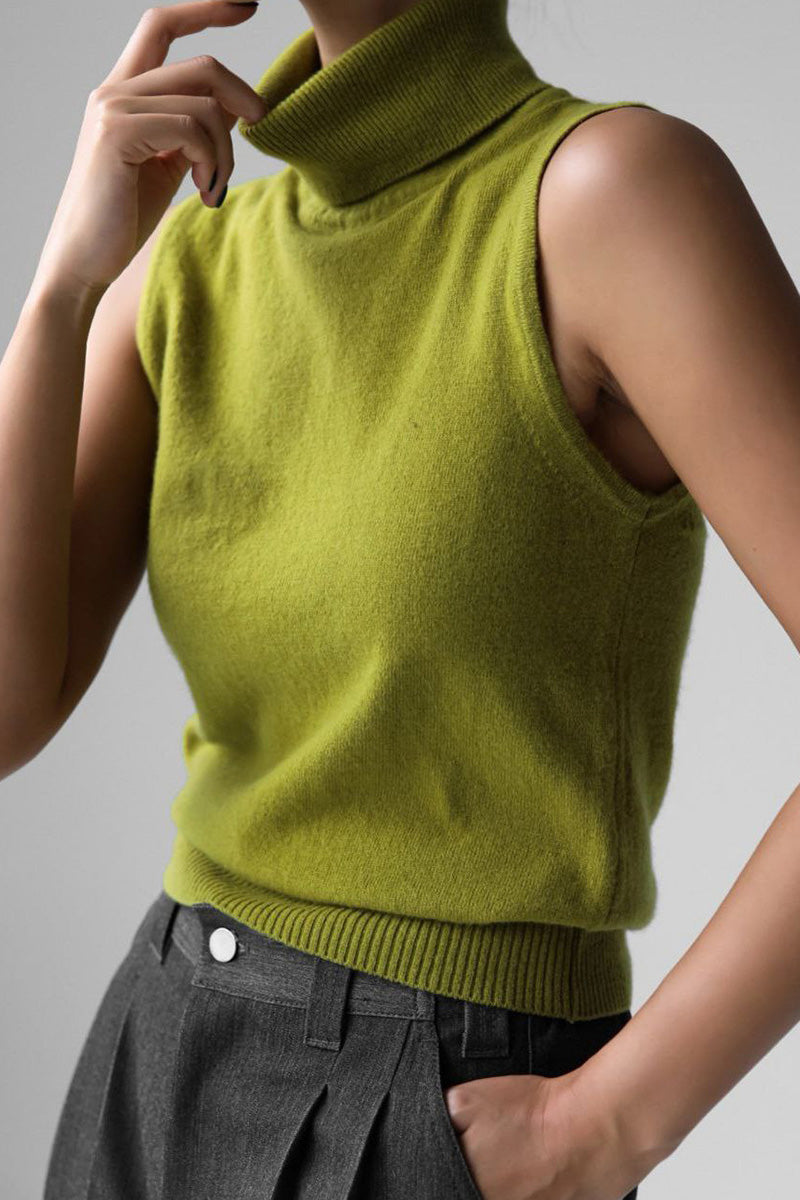Conjunto punto mujer top cuello alto sin mangas cárdigan corto dos piezas - Celia