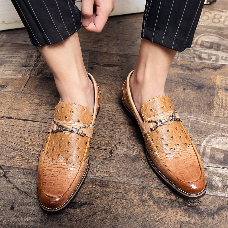 Mocasines de piel grabada para hombre estilo formal - Elvarn
