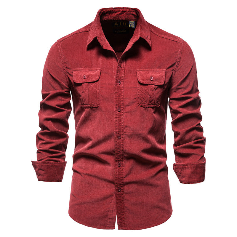Camisa de hombre de manga larga con bolsillos frontales - Kelven