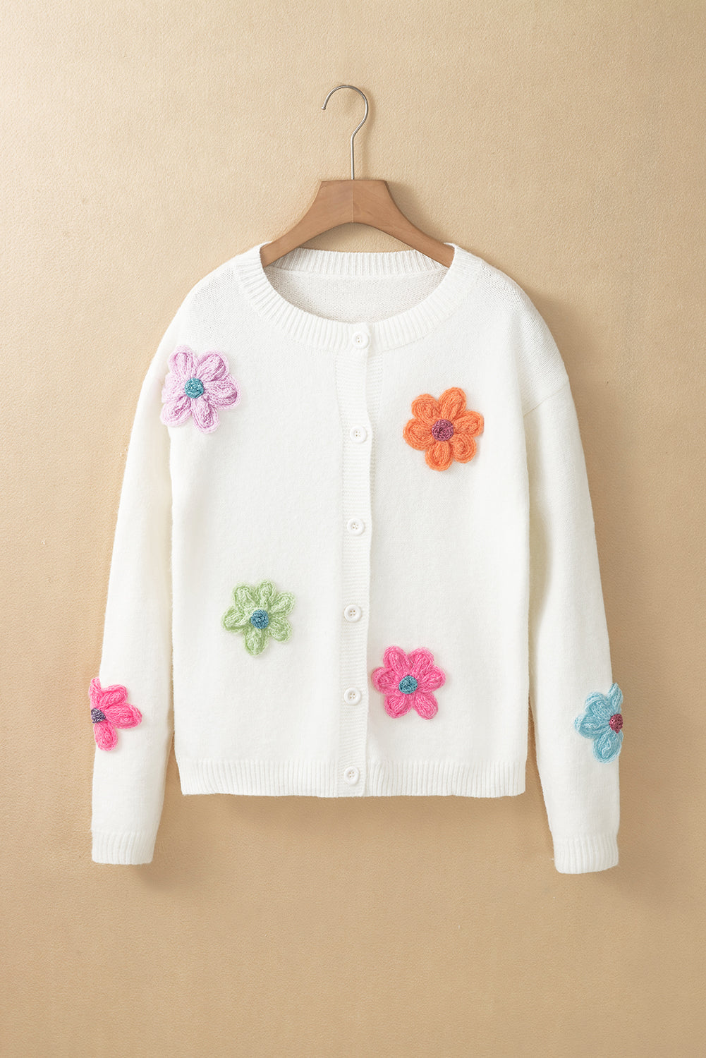 Arielle - Precioso cárdigan tricotado floral con botonadura