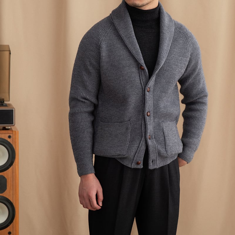 Cardigan chic de punto para hombre con solapa clasica - Davide