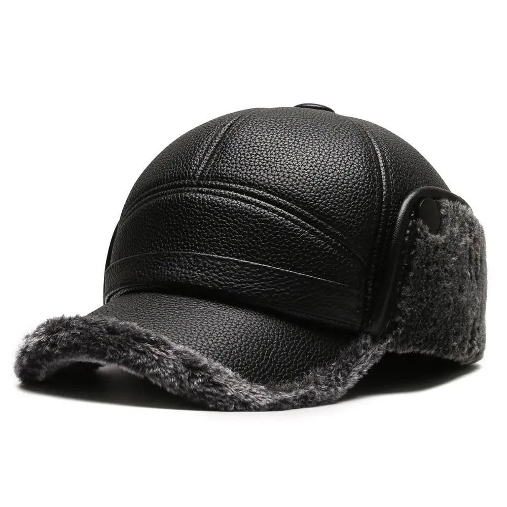 Gorra hombre efecto piel orejeras borreguito invierno contraste texturas cálida - Mauro
