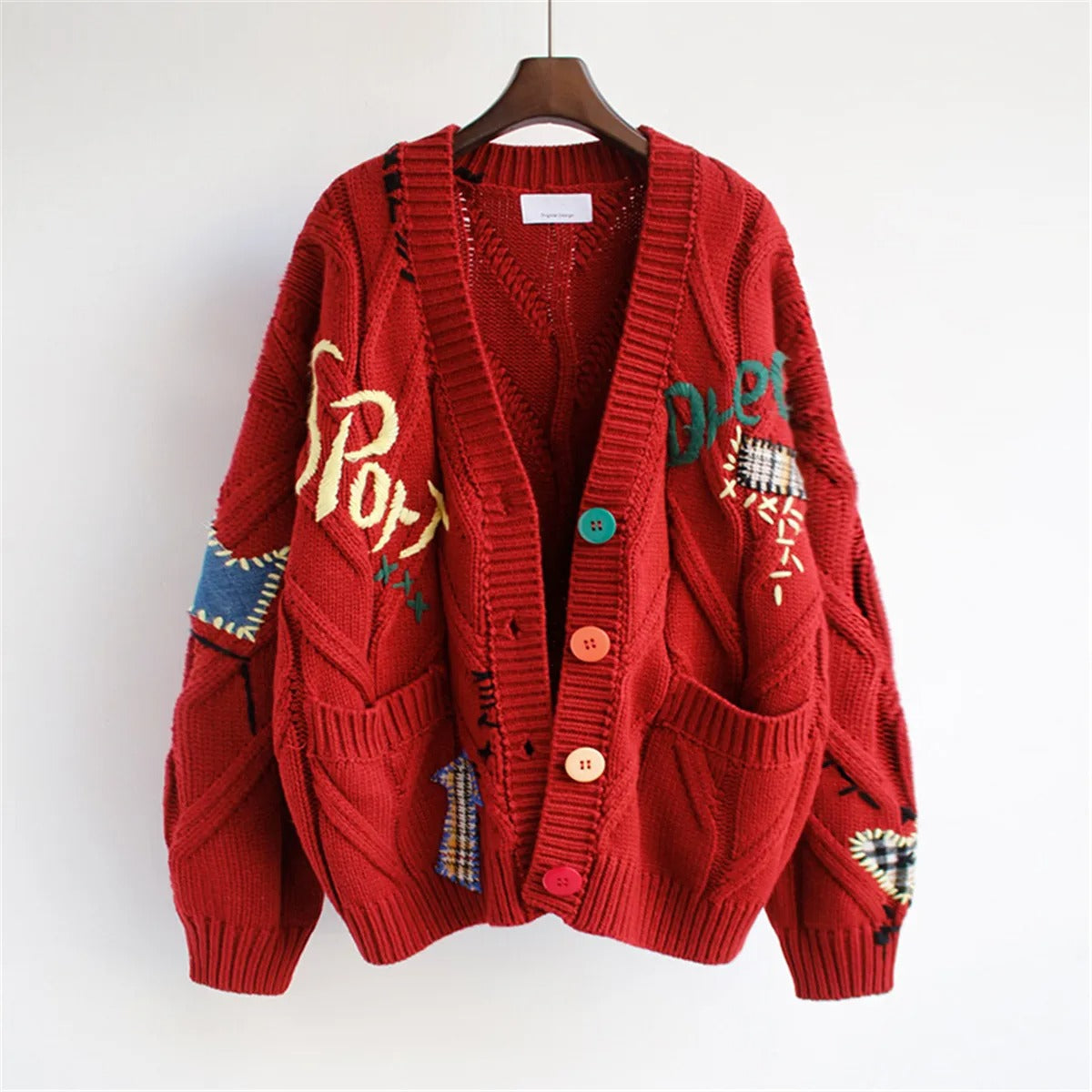 Cárdigan mujer punto tupido decorado aire oversized - Roxane