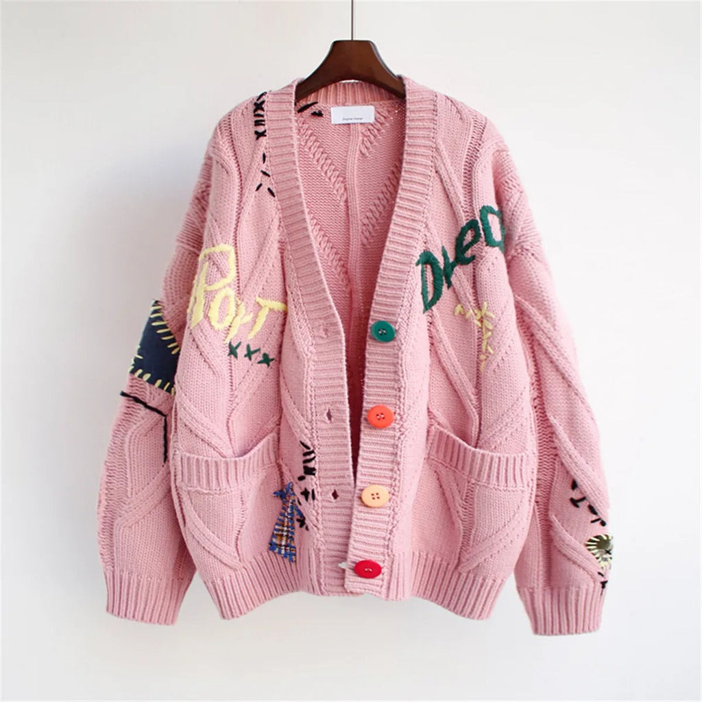 Cárdigan mujer punto tupido decorado aire oversized - Roxane