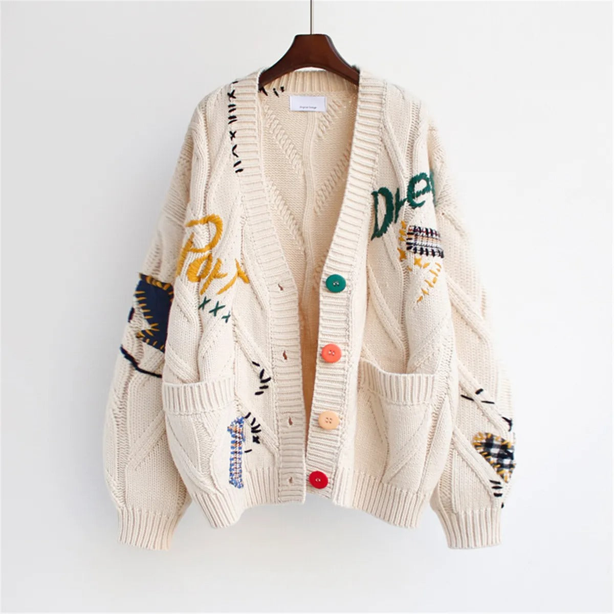 Cárdigan mujer punto tupido decorado aire oversized - Roxane