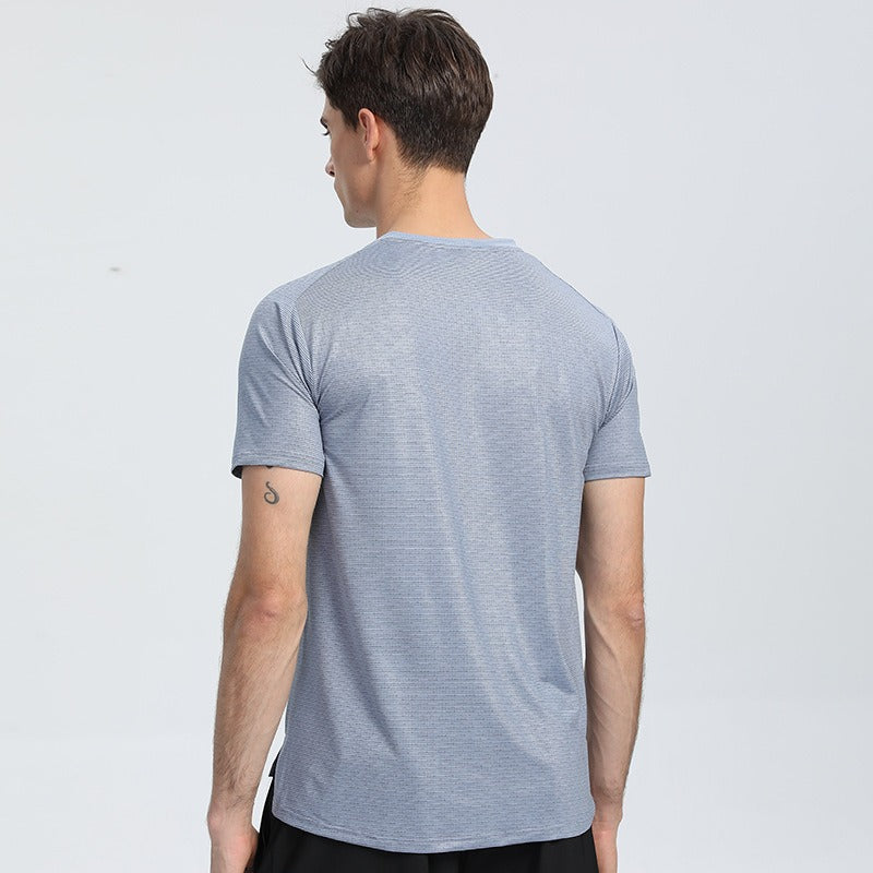 Camiseta deportiva para hombre de poliéster transpirable, secado rápido y paneles texturizados