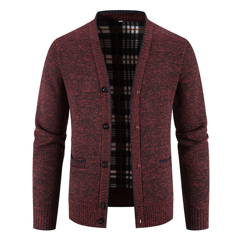 Cárdigan hombre punto forrado interior tartán aire casual - Morten