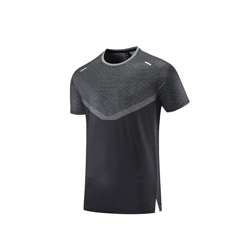 Camiseta deportiva para hombre de poliéster transpirable, secado rápido y paneles texturizados