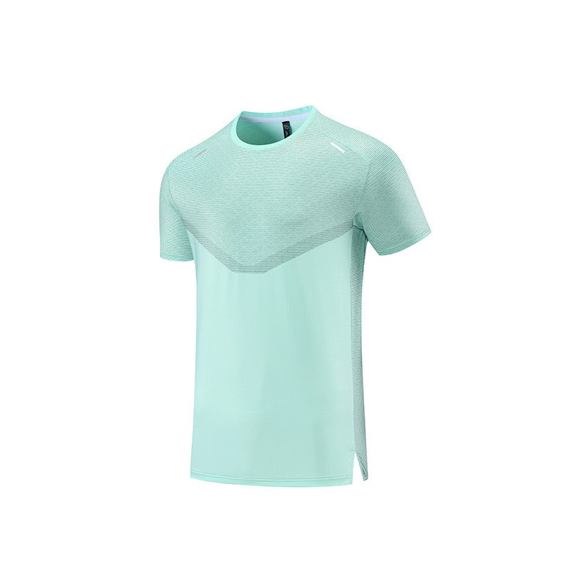 Camiseta deportiva para hombre de poliéster transpirable, secado rápido y paneles texturizados