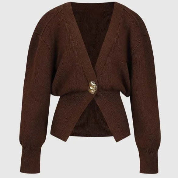 Cárdigan mujer punto tupido cruzado botón decorativo aire chic - Romane