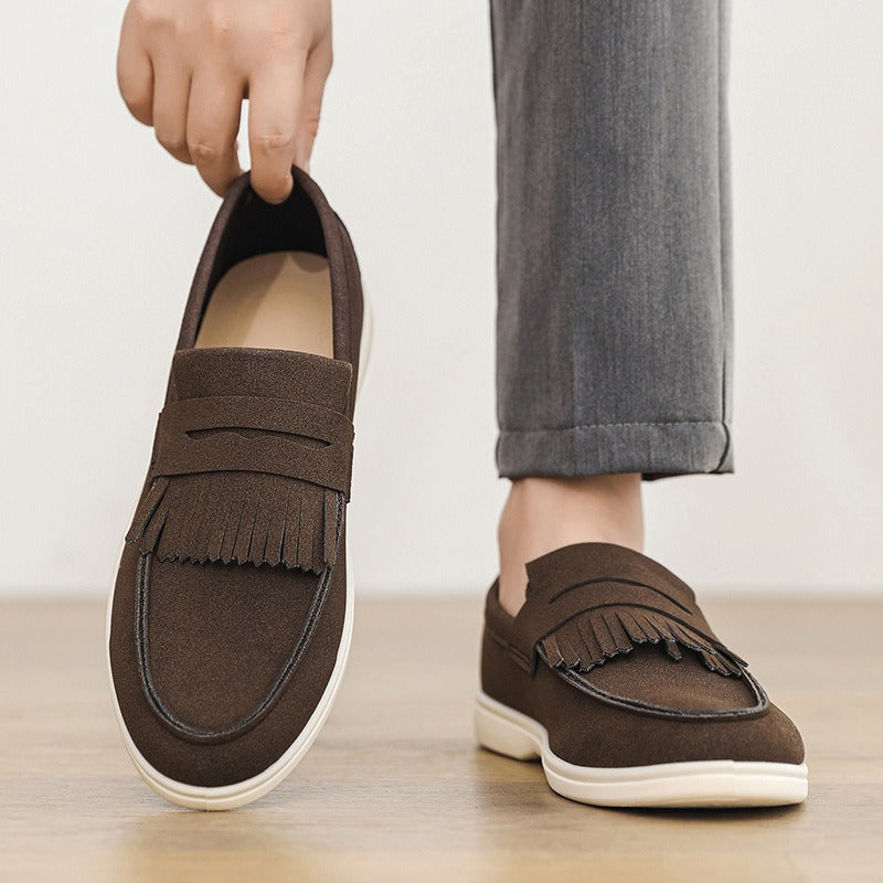 Zapatos loafers mate con flecos para hombre - Harrison