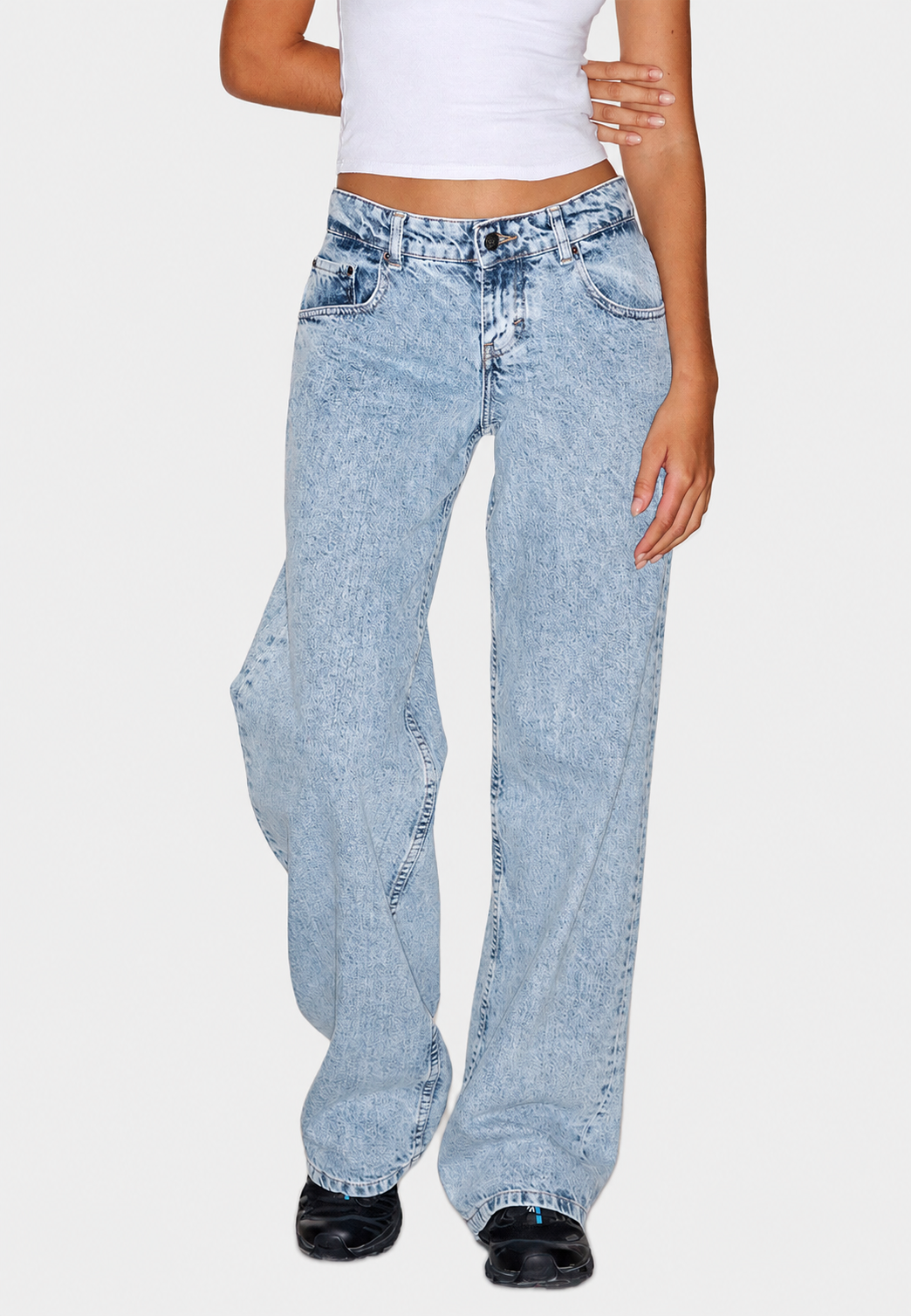 Jeans mujer tiro bajo corte recto efecto lavado variaciones intensidad - Ulla