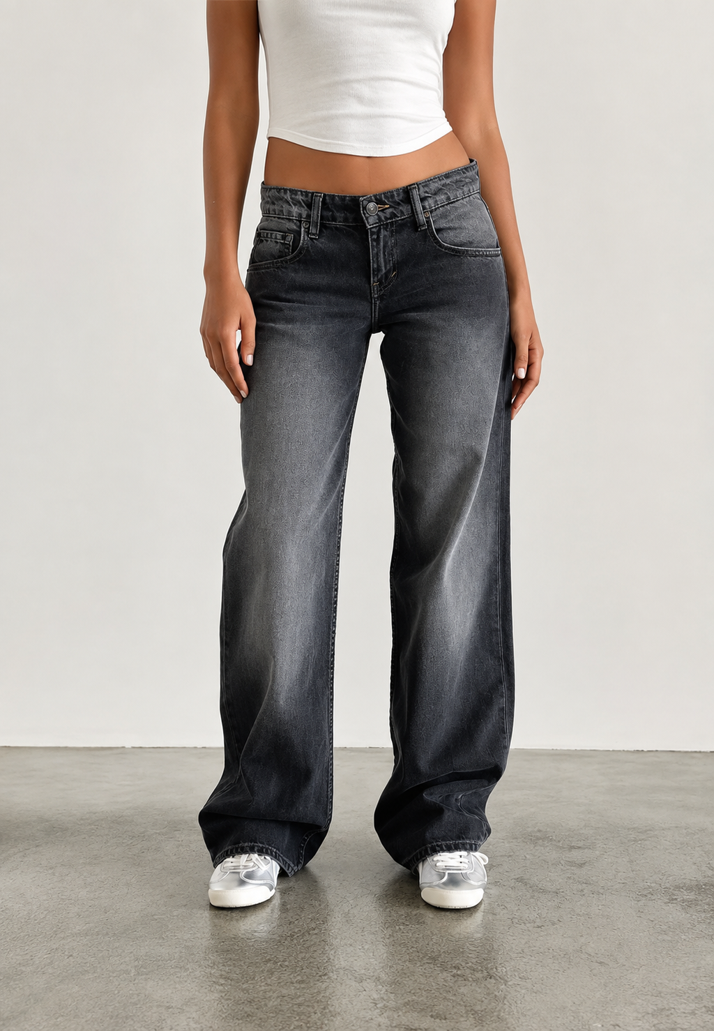 Jeans mujer tiro bajo corte recto efecto lavado variaciones intensidad - Ulla