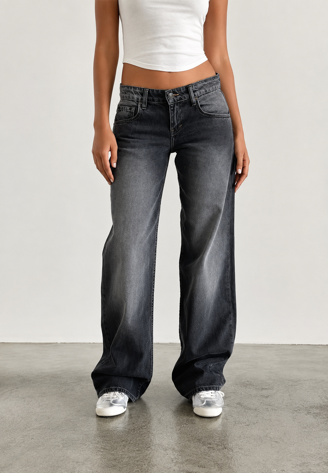 Jeans mujer tiro bajo corte recto efecto lavado variaciones intensidad - Ulla