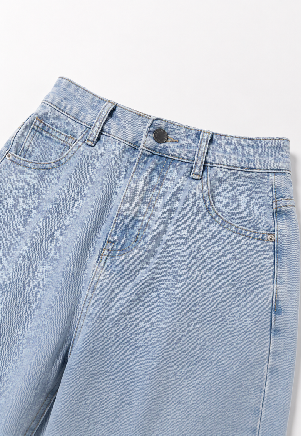 Jeans mujer tiro bajo pierna ancha largo completo lavado uniforme - Kerstin