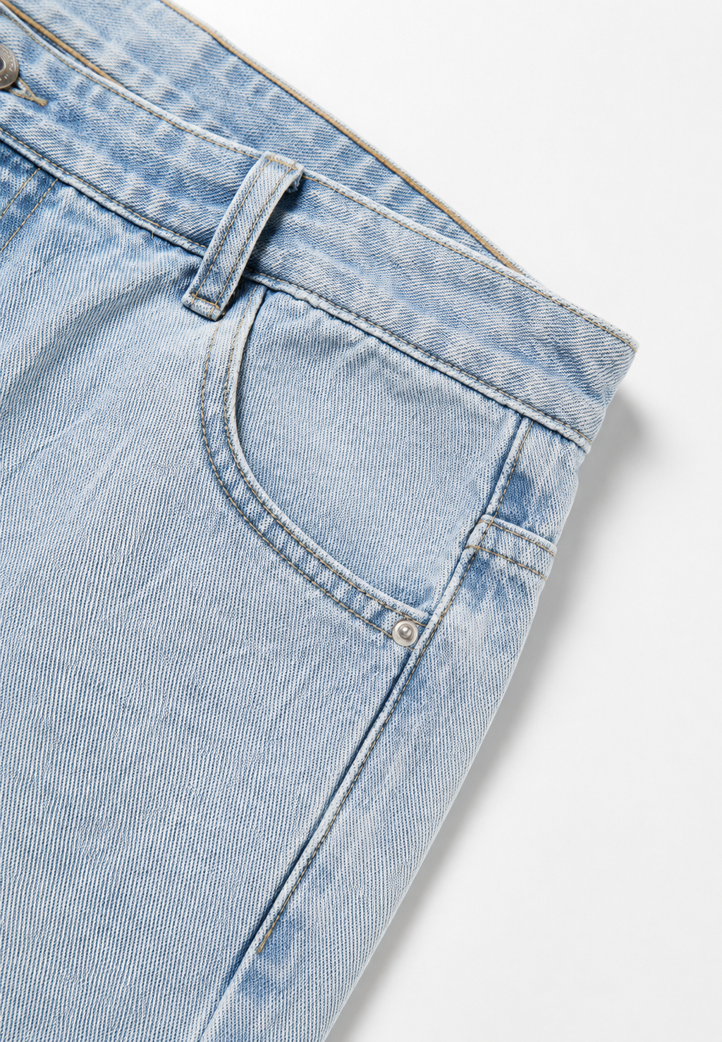 Jeans mujer tiro bajo pierna ancha largo completo lavado uniforme - Kerstin