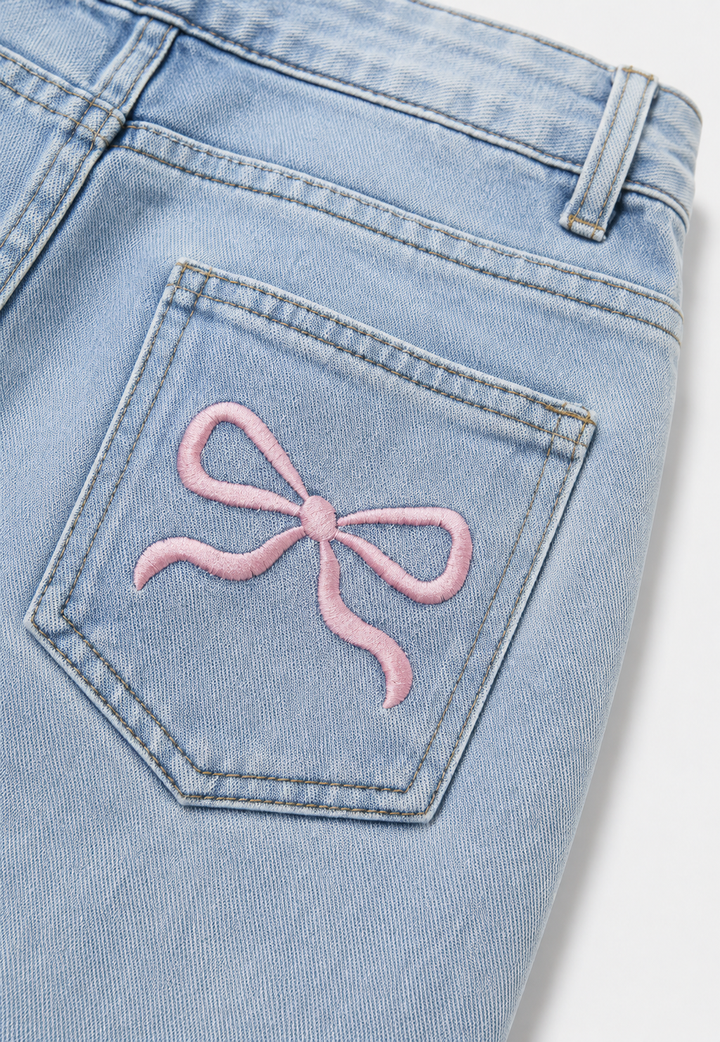 Jeans mujer tiro bajo pierna ancha largo completo lavado uniforme - Kerstin