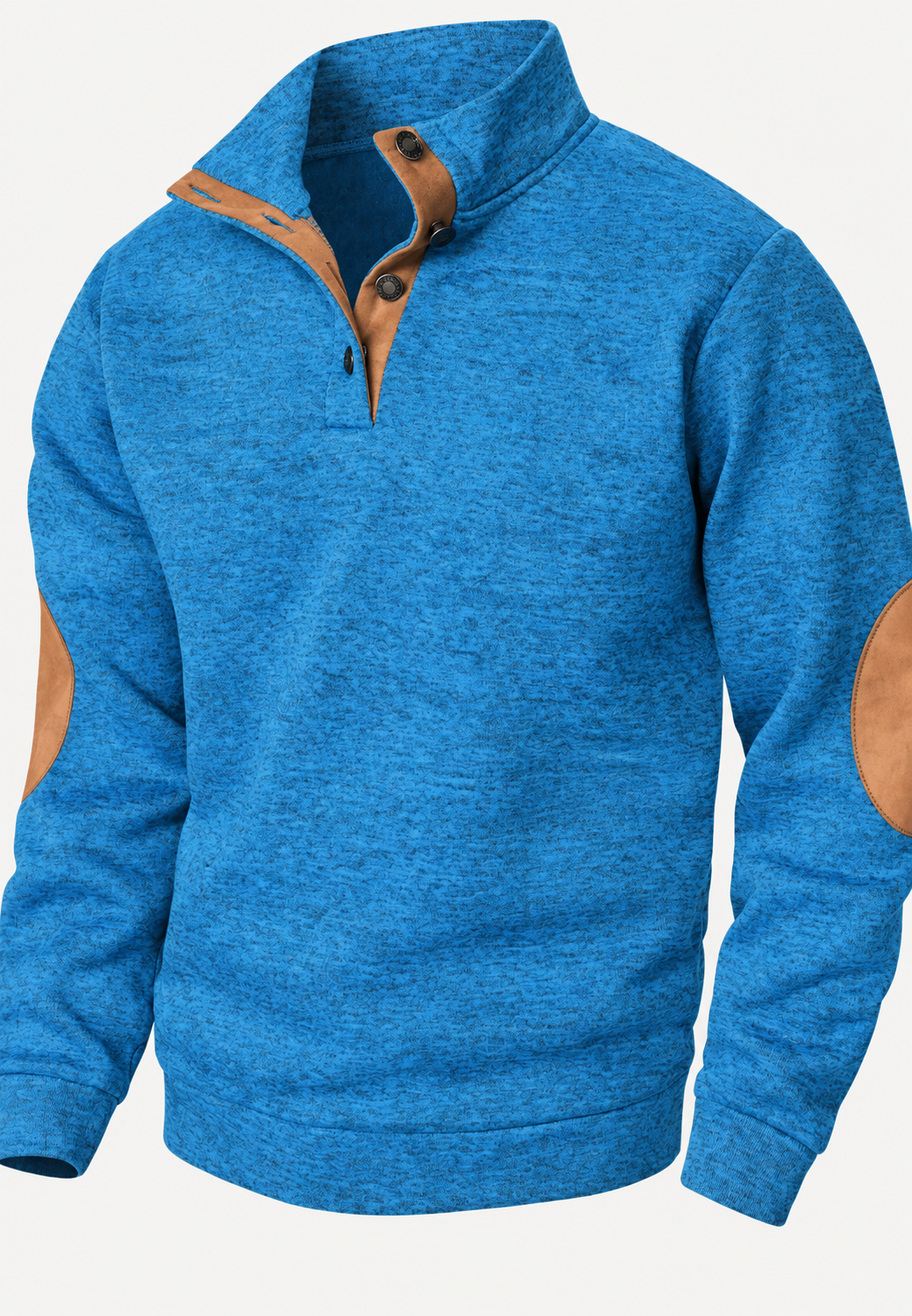 Jersey hombre cuello alto botones coderas contraste tapeta corta detalle otoño - Thorben